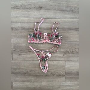 Floral Embroidered Lingerie Set